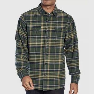 Woolrich Brawny Plaid Flannel Button Down Shirt Men's Size XXL Dusty Green Blue